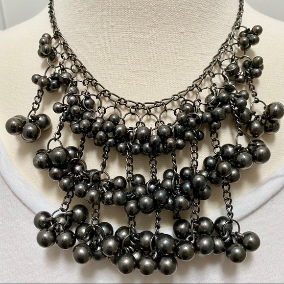 OOAK Black Metal Beaded Necklace & Earring Set - Picture 3 of 5